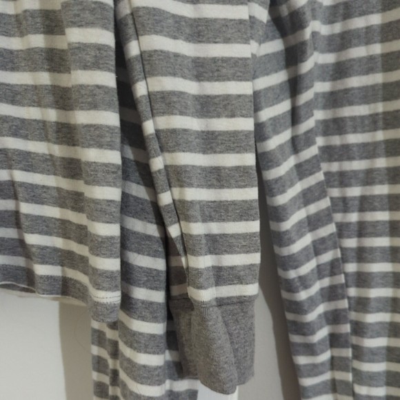Target Women's Small Gray & White Striped Cotton Pajama Set 2 Piece pockets - Picture 3 of 9